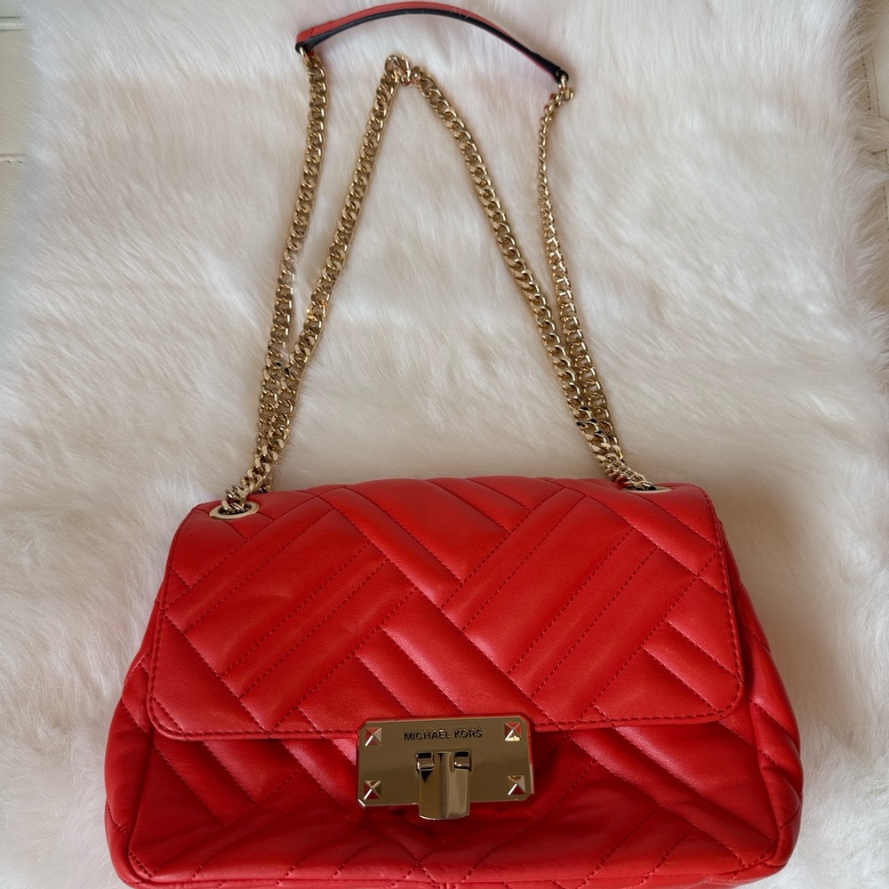 Michael Kors Orange Quilted Shoulder Bag